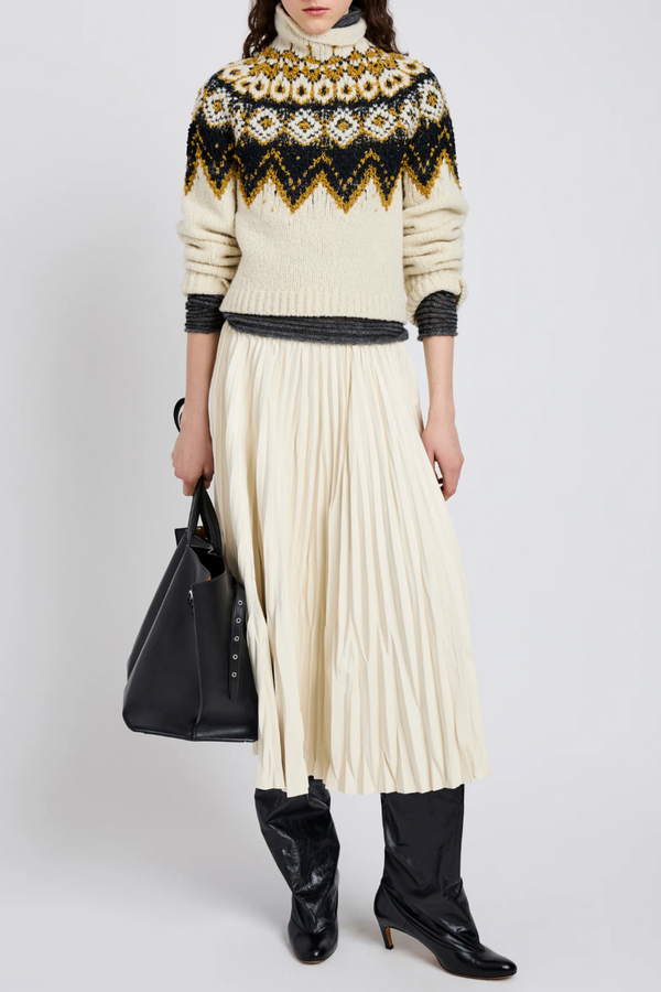 Lizzy Sweater in Textured Fairisle - Cream/Multi