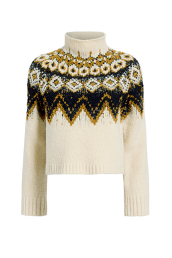 Lizzy Sweater in Textured Fairisle - Cream/Multi
