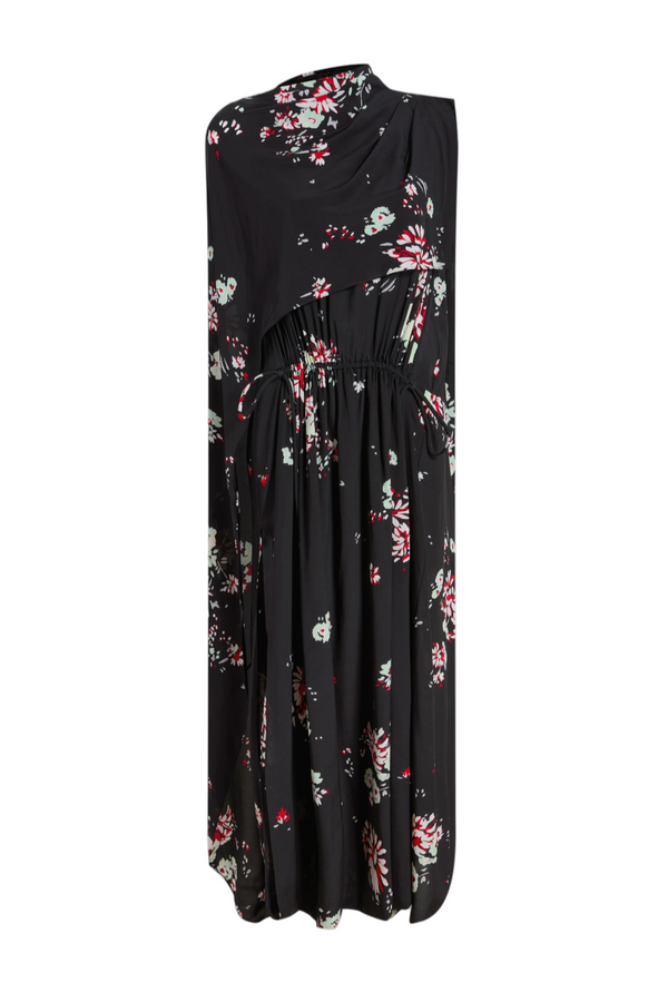 Ysabelle Dress in Printed Silk Viscose - Black Multi
