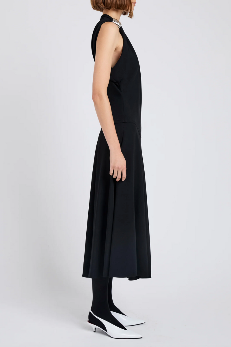 Rue Dress in Light Matte Double Crepe - Black