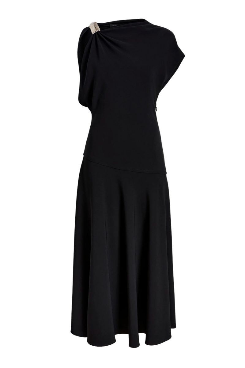 Rue Dress in Light Matte Double Crepe - Black