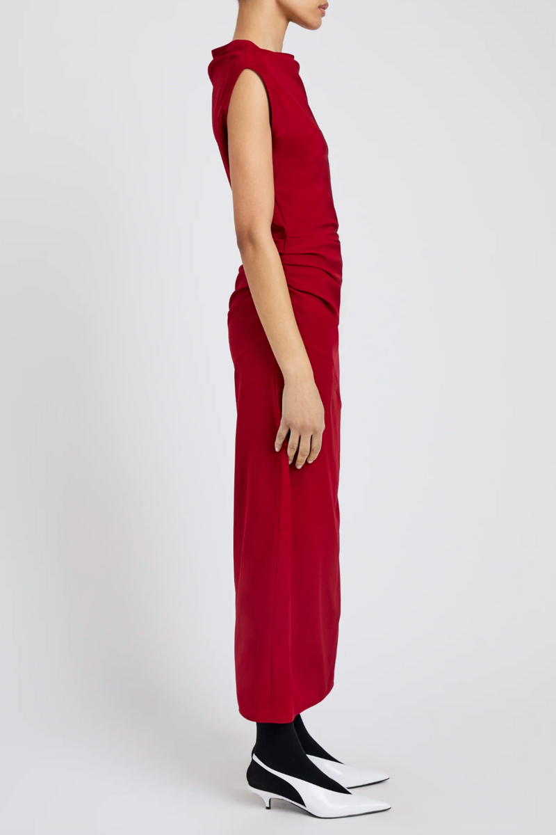 Tasa Dress in Silk Viscose - Scarlet