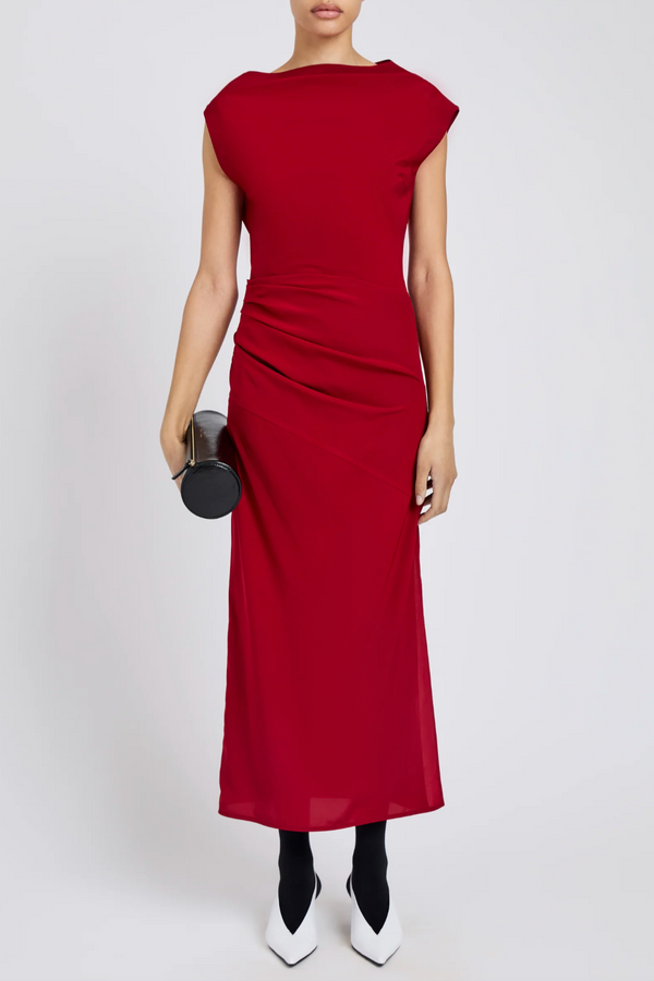Tasa Dress in Silk Viscose - Scarlet
