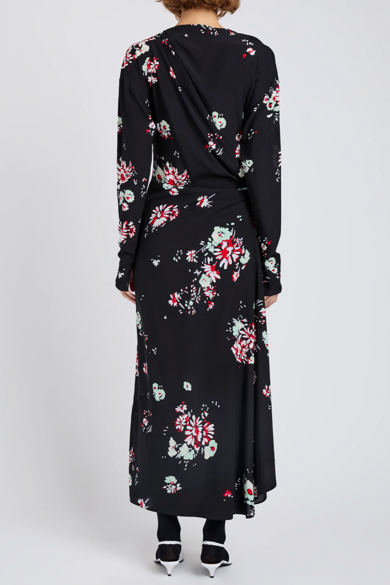 Trudie Dress in Printed Silk Viscose - Black Multi