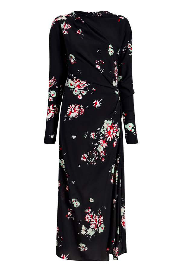 Trudie Dress in Printed Silk Viscose - Black Multi