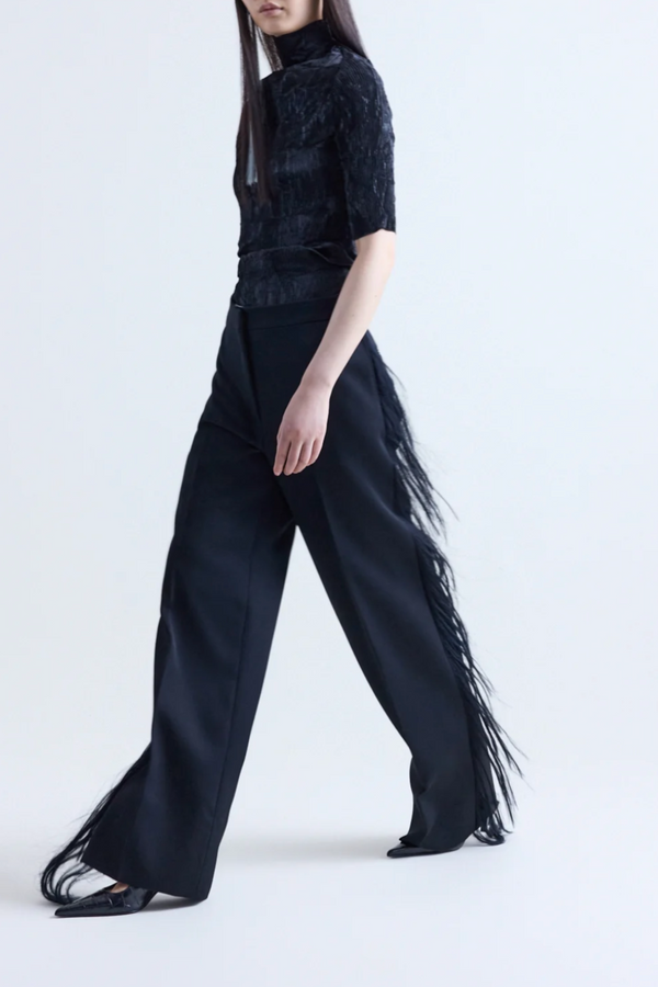 Luella Tailored Trouser with Frayed Trim - Black