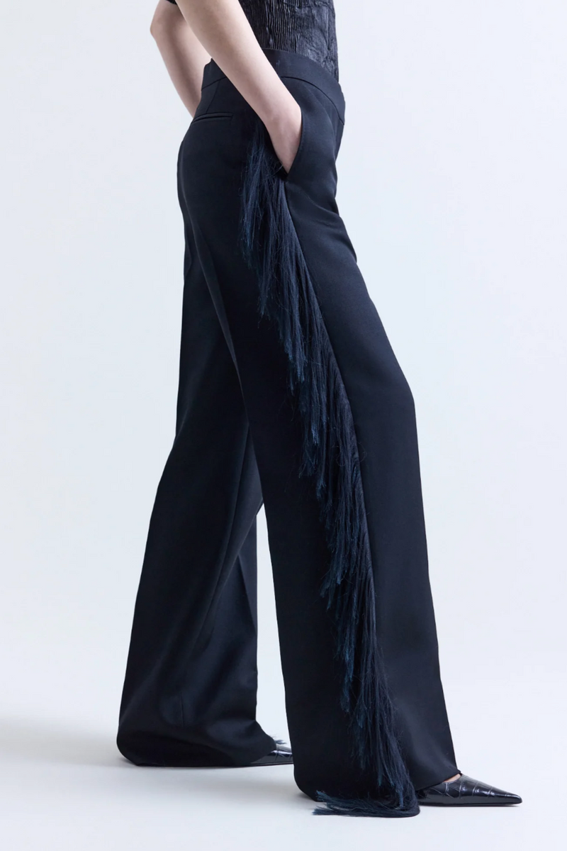 Luella Tailored Trouser with Frayed Trim - Black