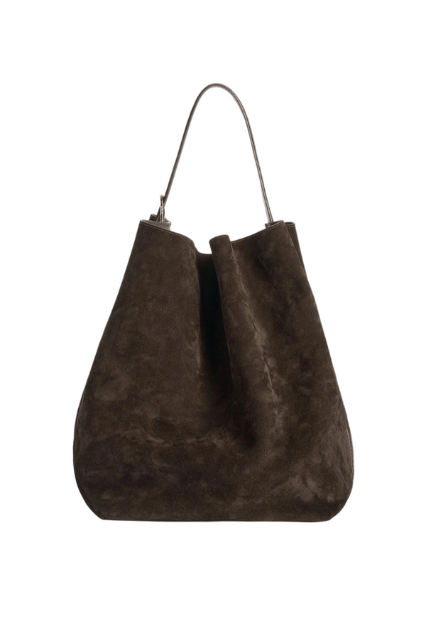 Belted Suede Tote - Brown