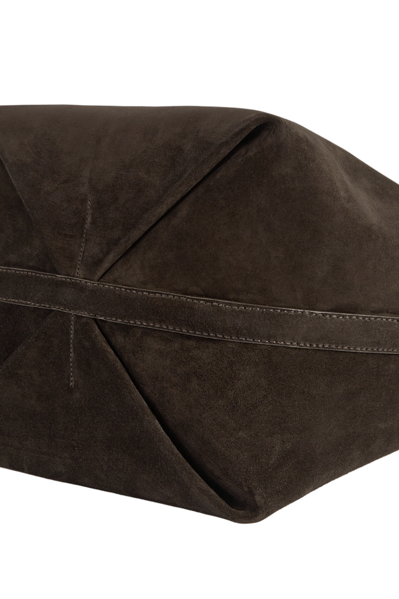 Belted Suede Tote - Brown
