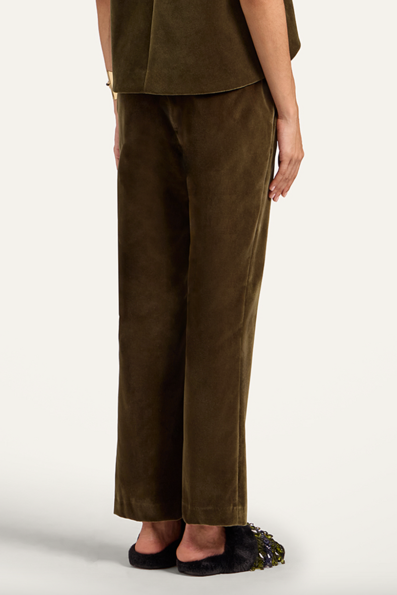 24/7 Pants in Coat Velvet - Moss Green