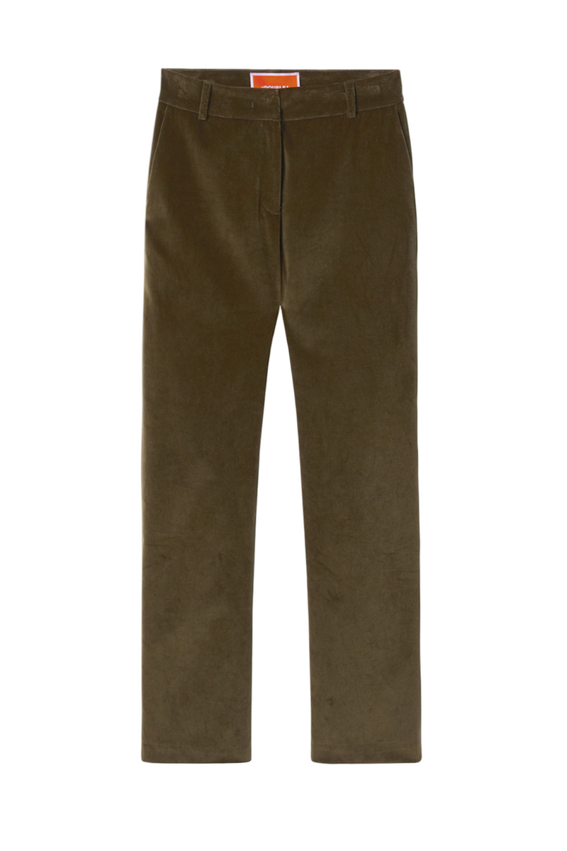 24/7 Pants in Coat Velvet - Moss Green