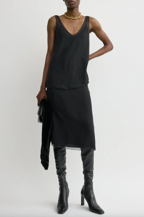 Chiffon Slip Skirt - Black