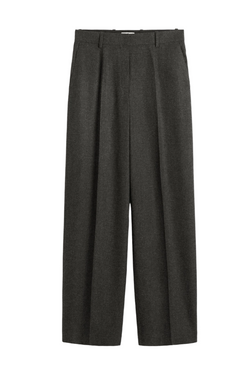 Wide Flannel Trousers - Charcoal Melange