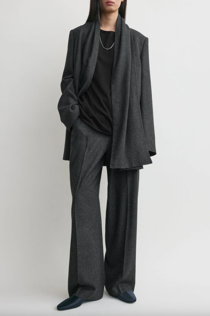 Scarf Blazer - Charcoal Melange