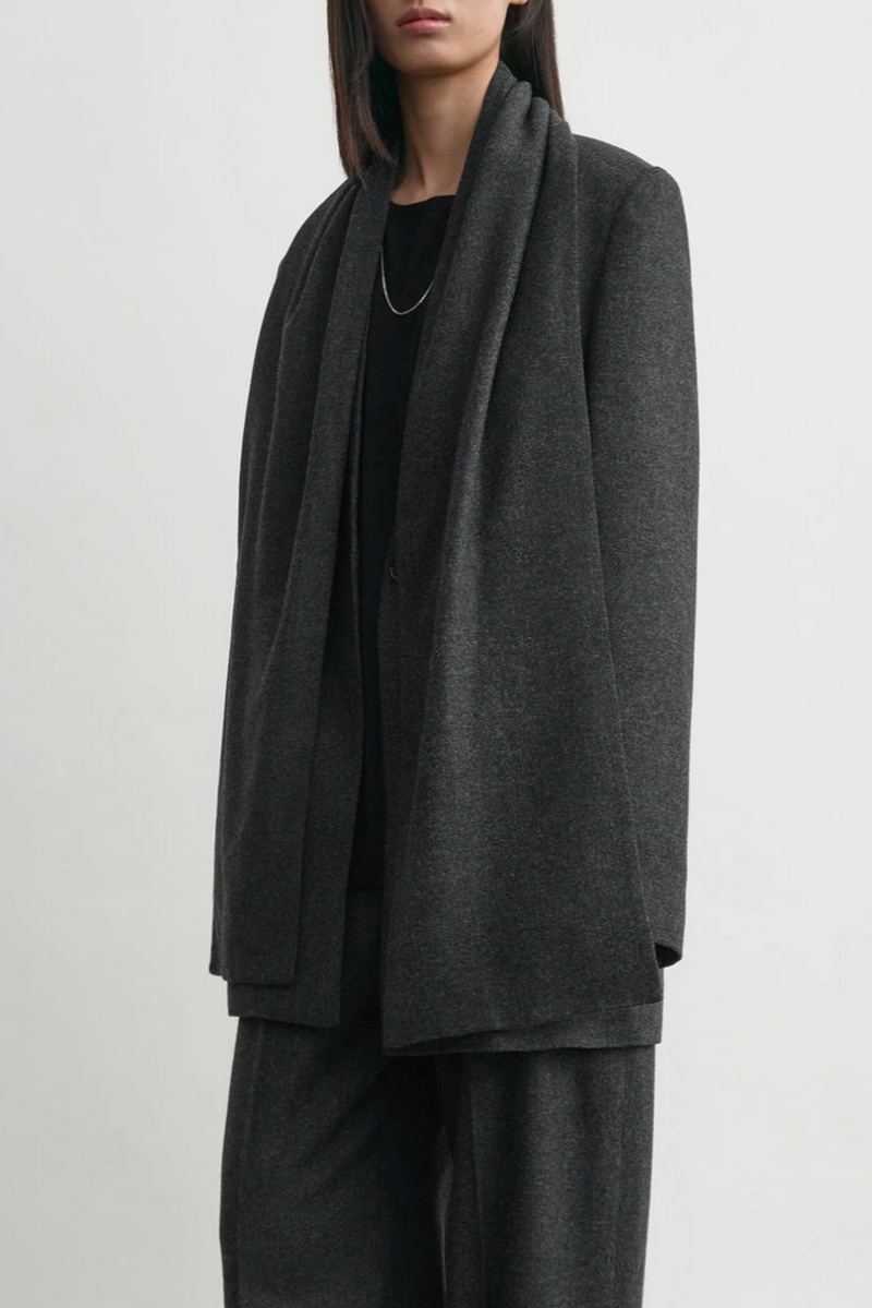 Scarf Blazer - Charcoal Melange