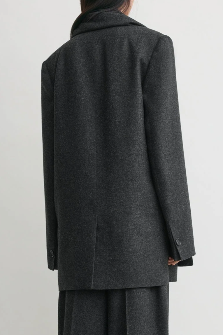 Scarf Blazer - Charcoal Melange