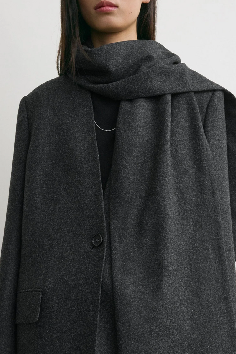 Scarf Blazer - Charcoal Melange