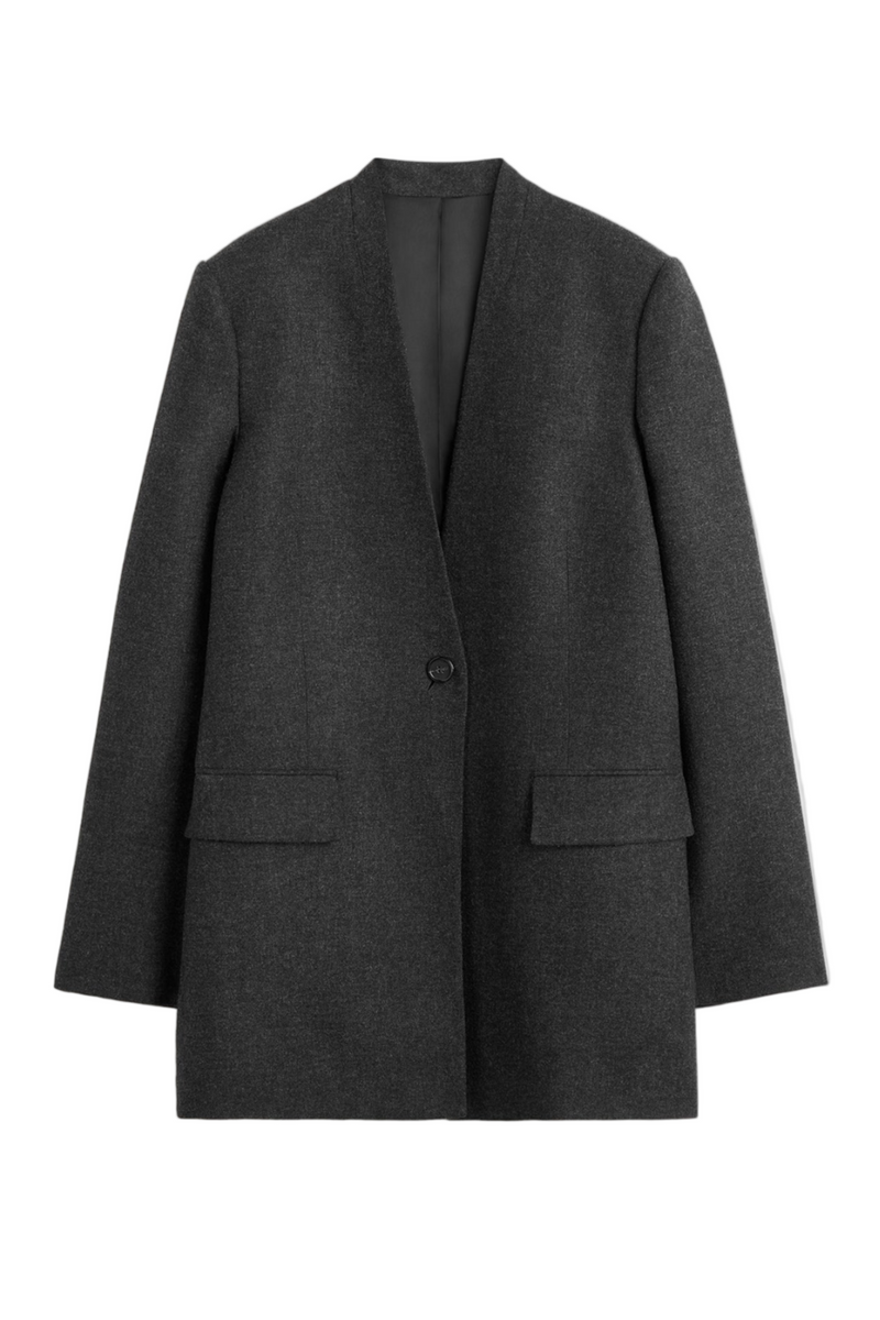 Scarf Blazer - Charcoal Melange
