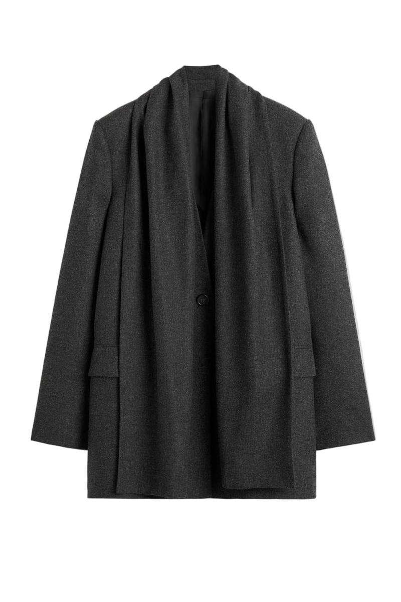 Scarf Blazer - Charcoal Melange