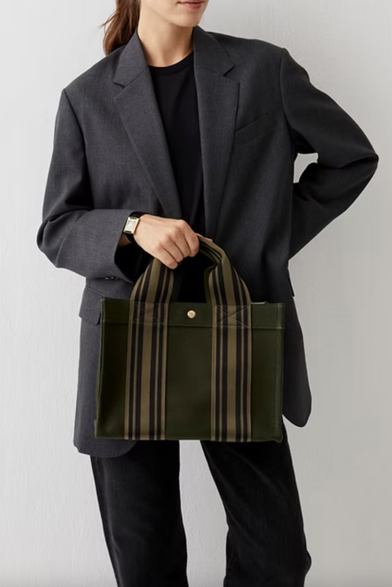 Tote M in Equestrian Flannel - Olive