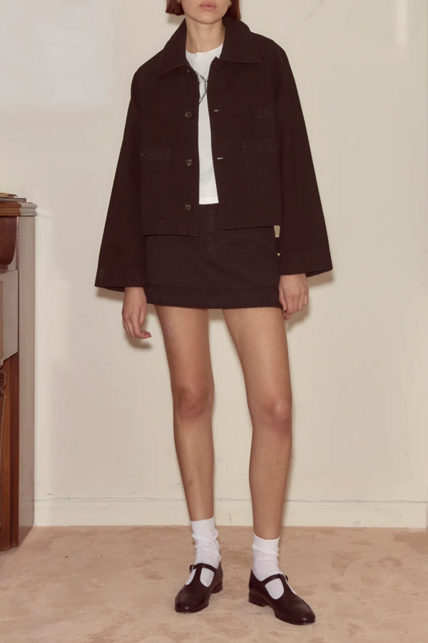 Embroidered Denim Jacket - Black