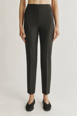 The Wool Silk Cigarette Pants - Black
