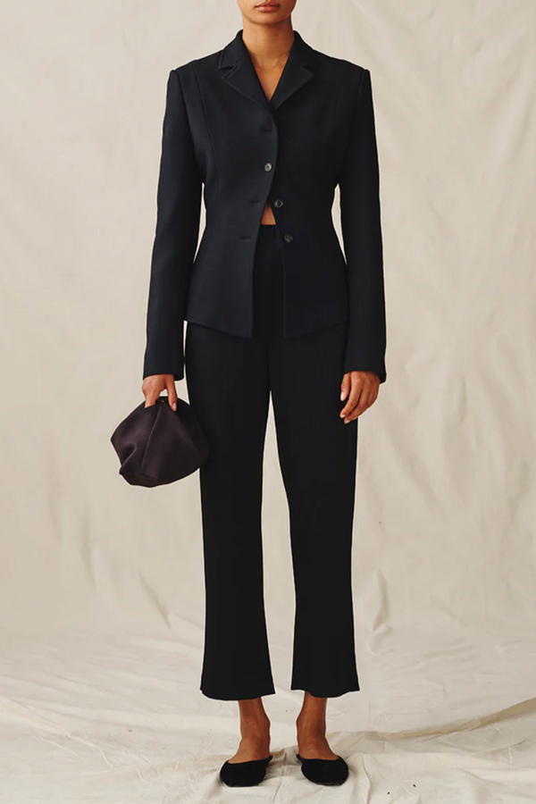The Cocktail Pants in Crepe-Back Satin - Black