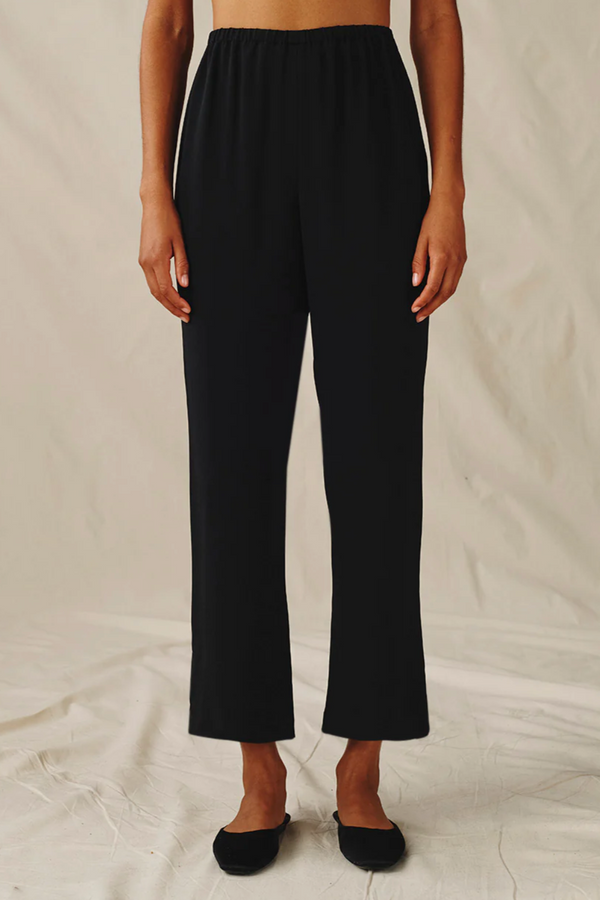 The Cocktail Pants in Crepe-Back Satin - Black