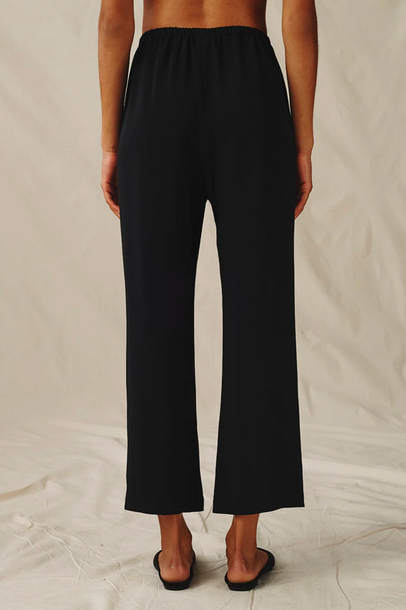 The Cocktail Pants in Crepe-Back Satin - Black