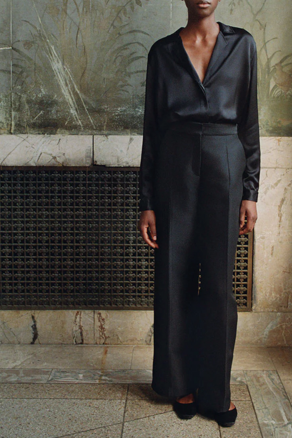 The Tailored Trousers in Wool and Silk - Black