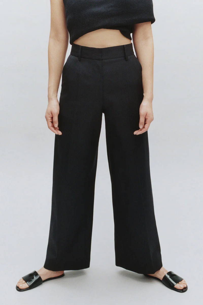 The Tailored Trousers in Wool and Silk - Black