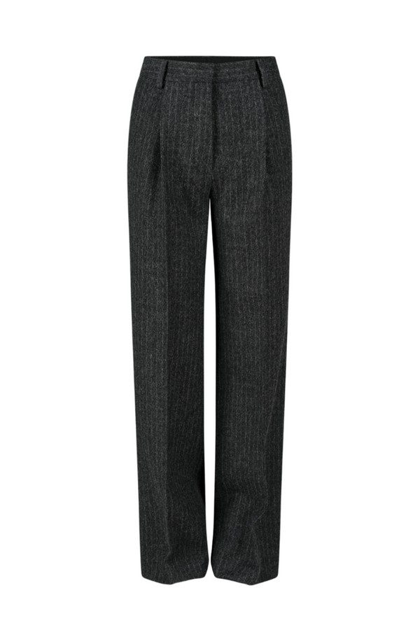 Portias Wool Pinstripe Pants - Dark Grey