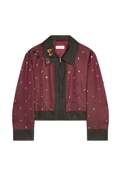 Vurani Crystal Embroidered Jacket - Burgundy
