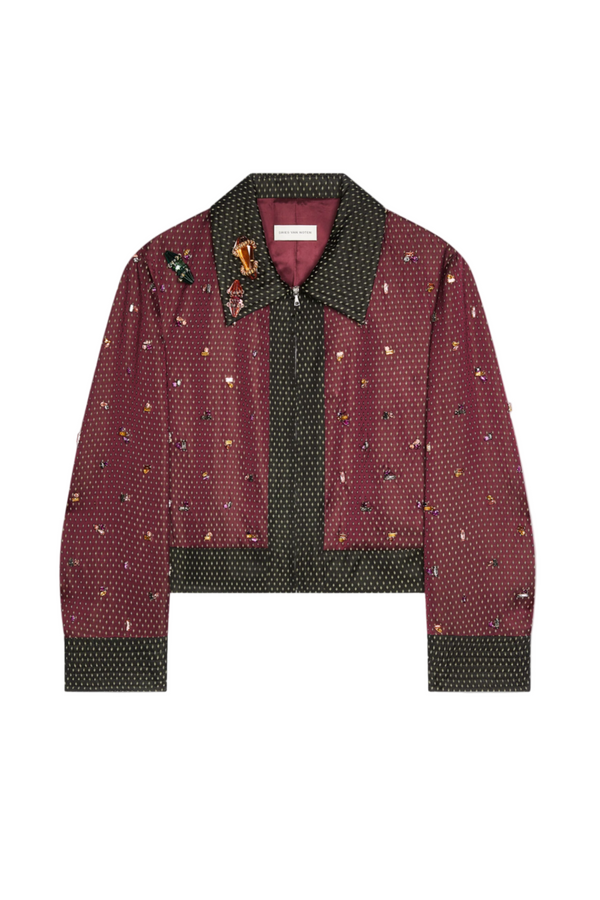 Vurani Crystal Embroidered Jacket - Burgundy
