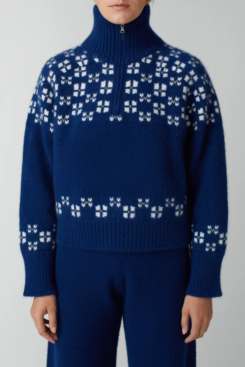Winter Fair Isle Half Zip - Navy/Multi