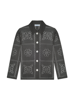 Floral Tile Long Sleeve Shirt - Charcoal