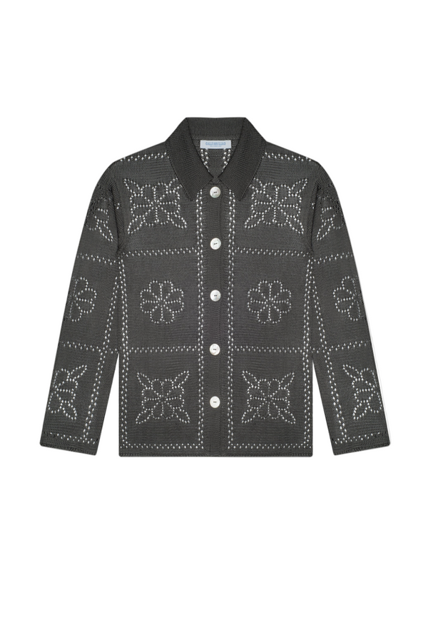 Floral Tile Long Sleeve Shirt - Charcoal