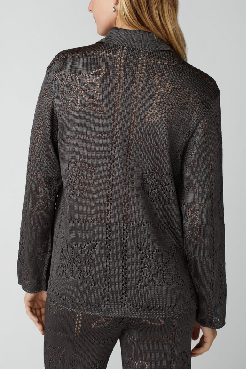 Floral Tile Long Sleeve Shirt - Charcoal