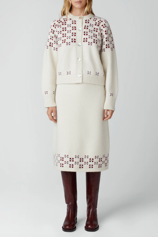 Winter Fair Isle Skirt - Natural/Oxblood