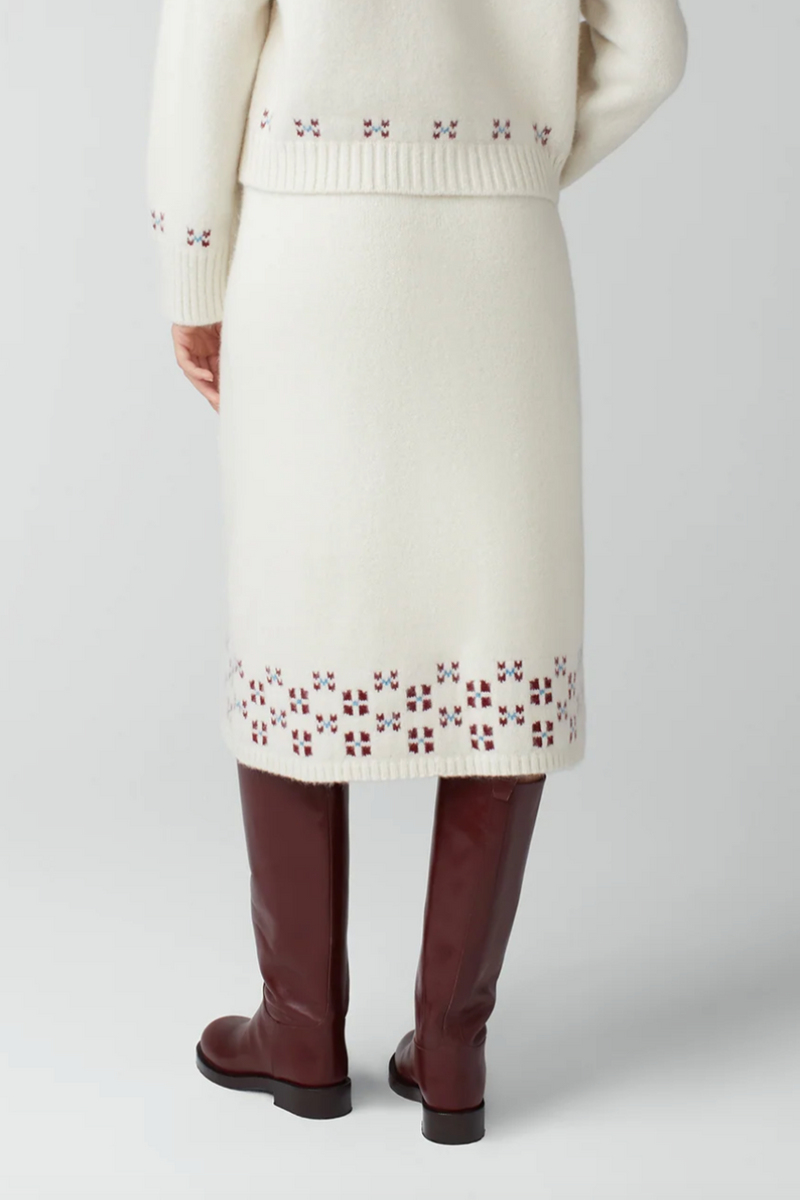 Winter Fair Isle Skirt - Natural/Oxblood