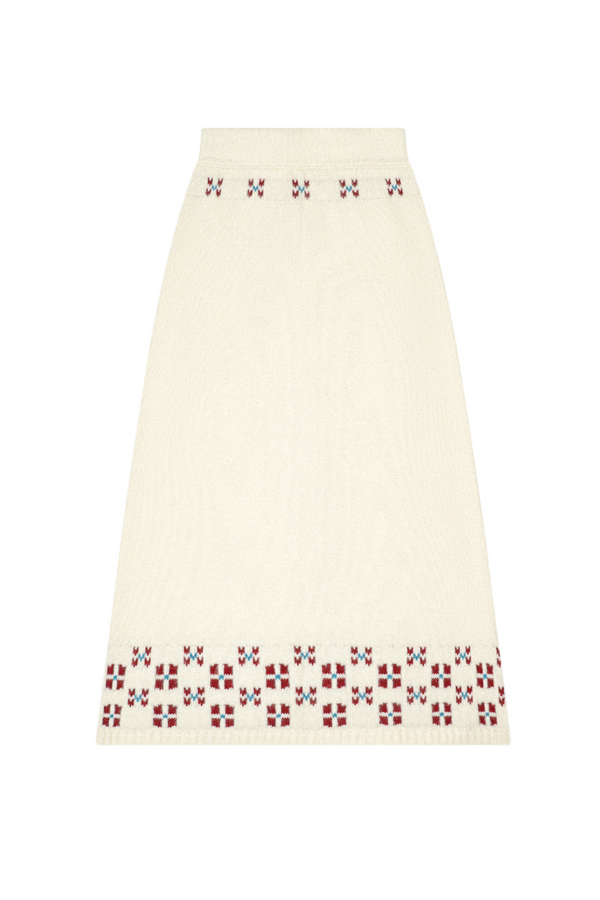Winter Fair Isle Skirt - Natural/Oxblood