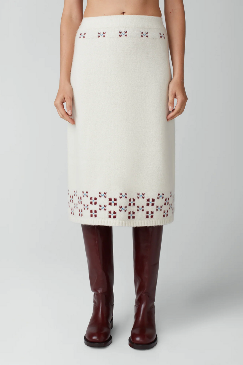 Winter Fair Isle Skirt - Natural/Oxblood