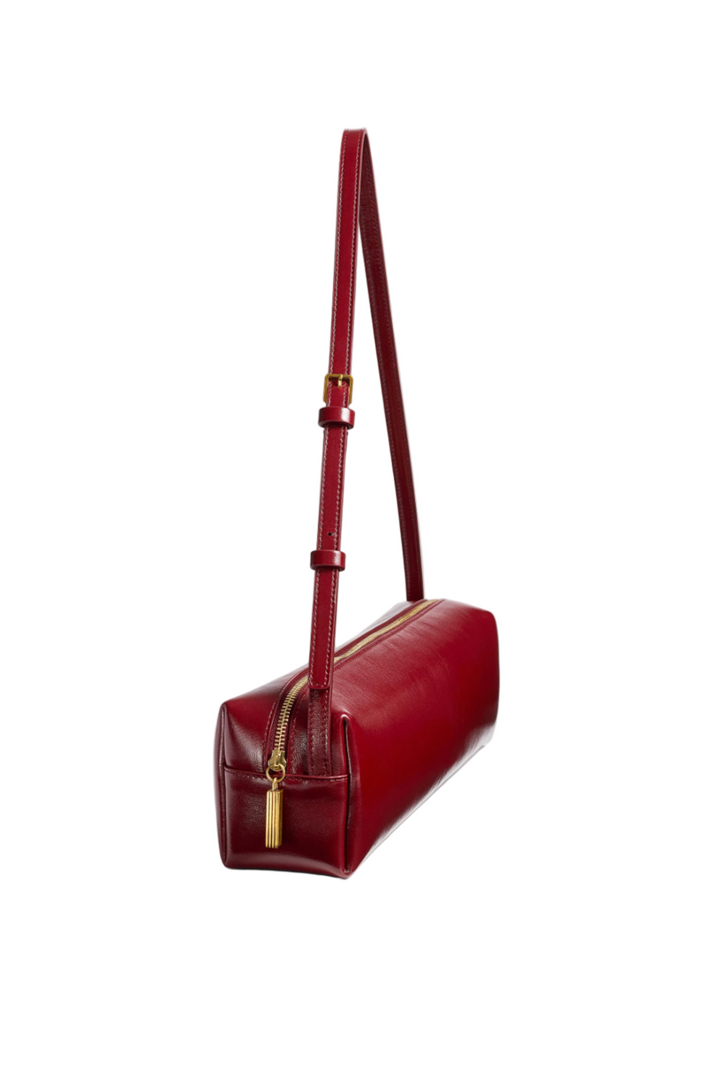 Kye Shoulder Bag - Oxblood Crackle Patent Leather