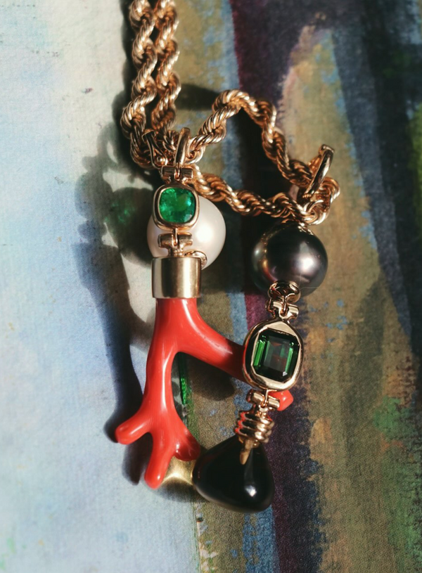 Porto Pendant - Pearl/Tourmaline/Citrine