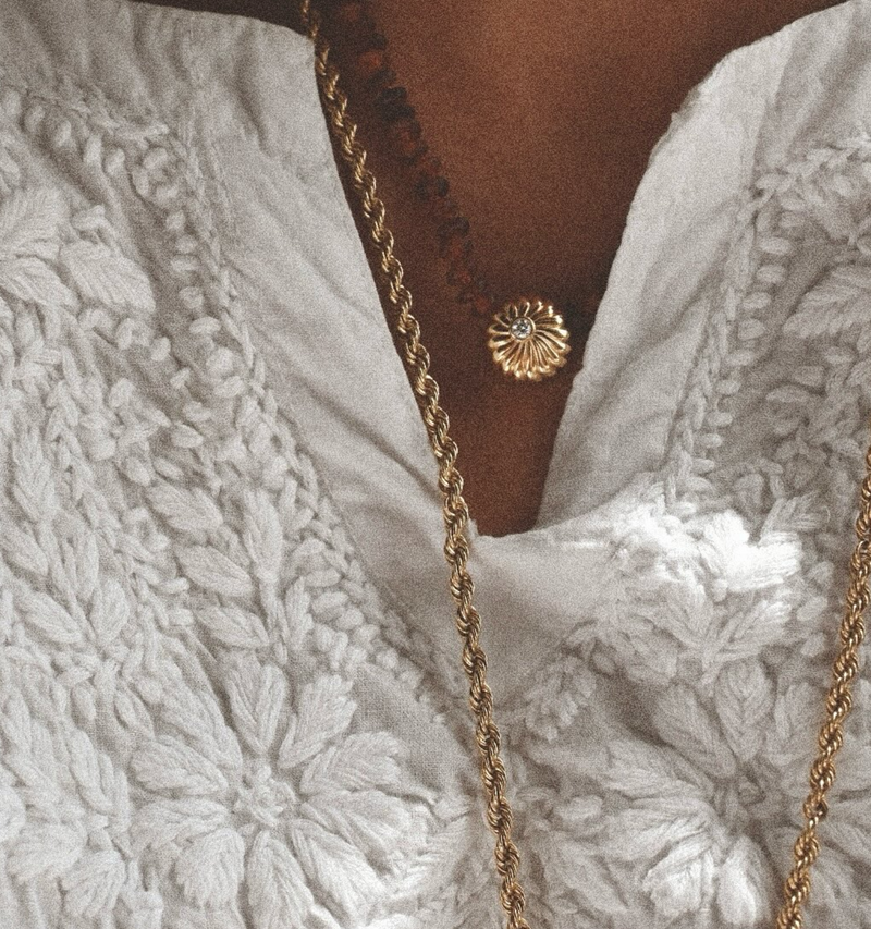Beaded Amber Sol Necklace