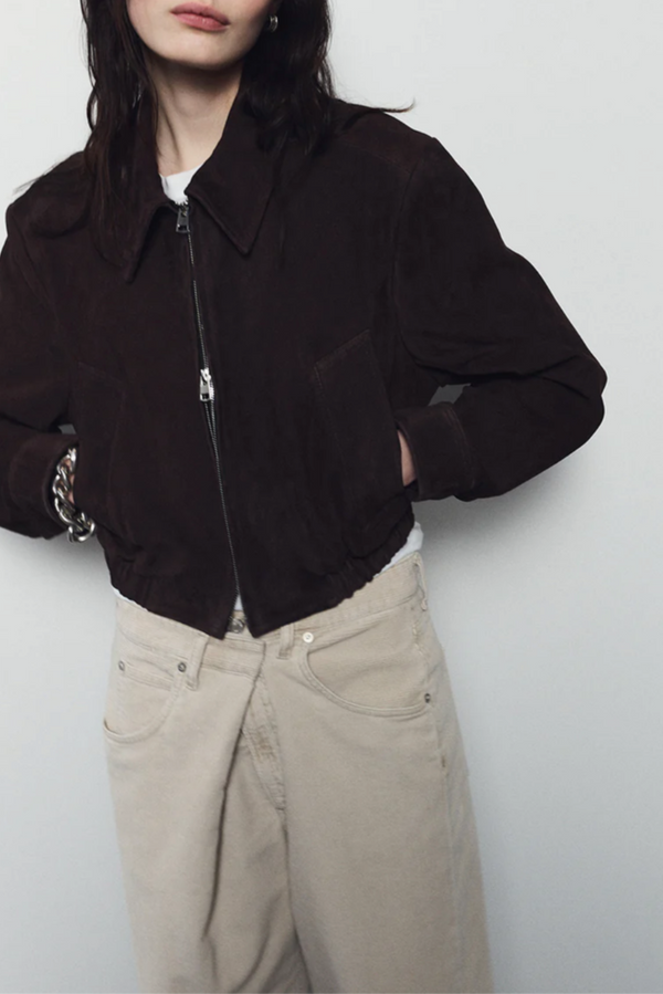 Nahla Cropped Suede Jacket - Root