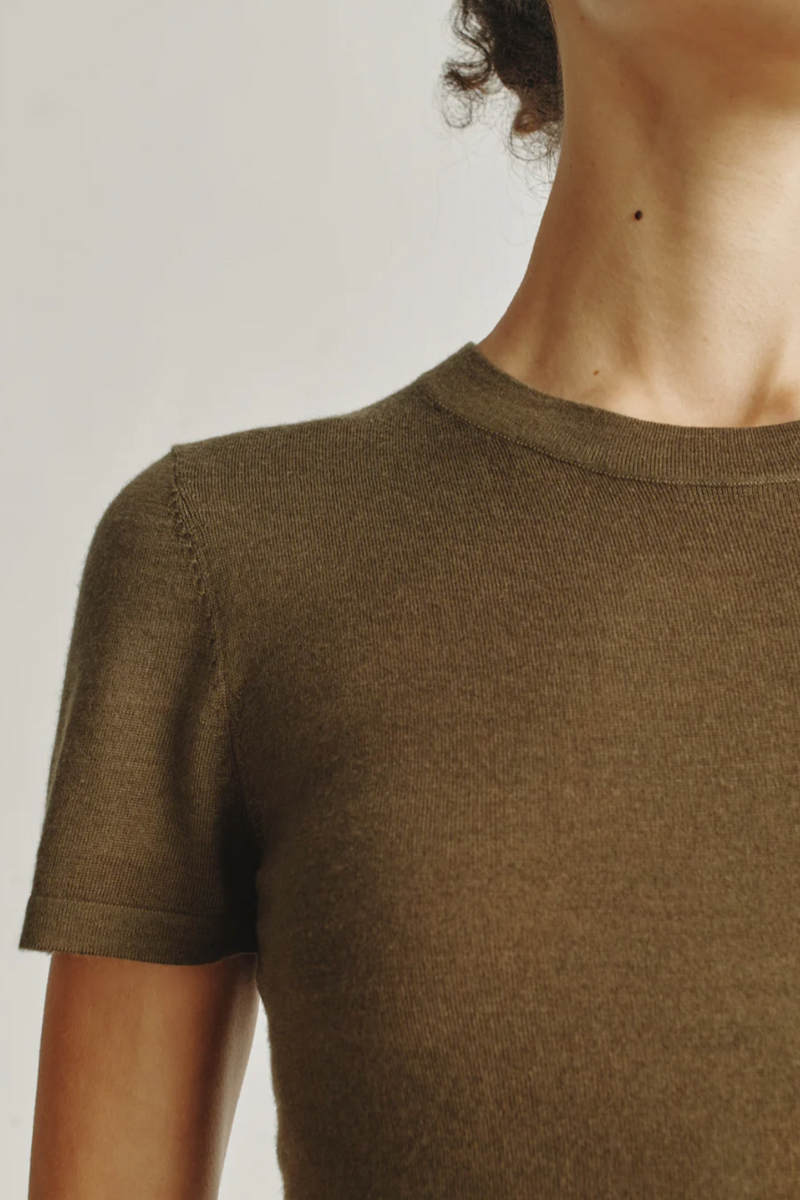The Cashmere Silk T-Shirt - Army