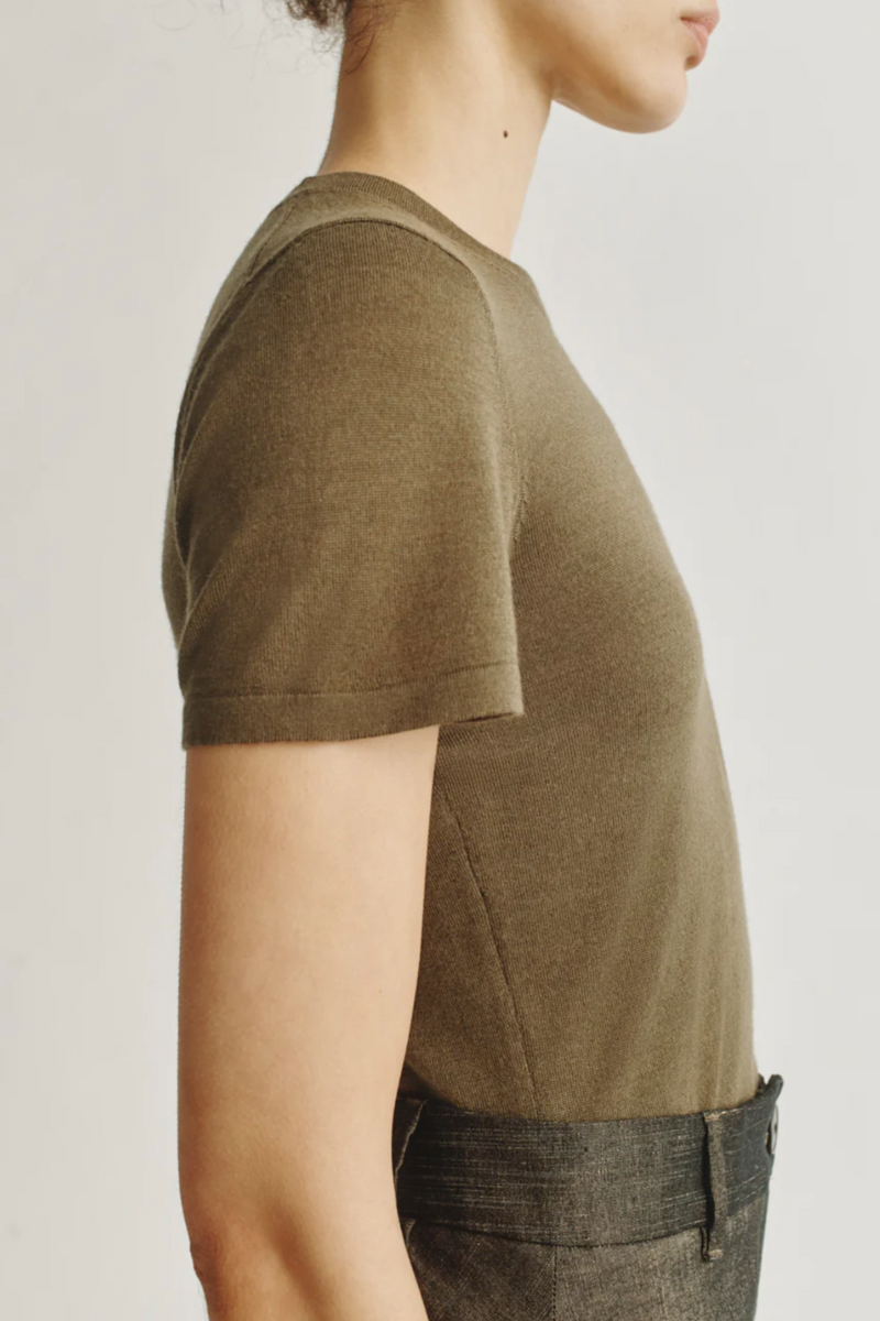 The Cashmere Silk T-Shirt - Army
