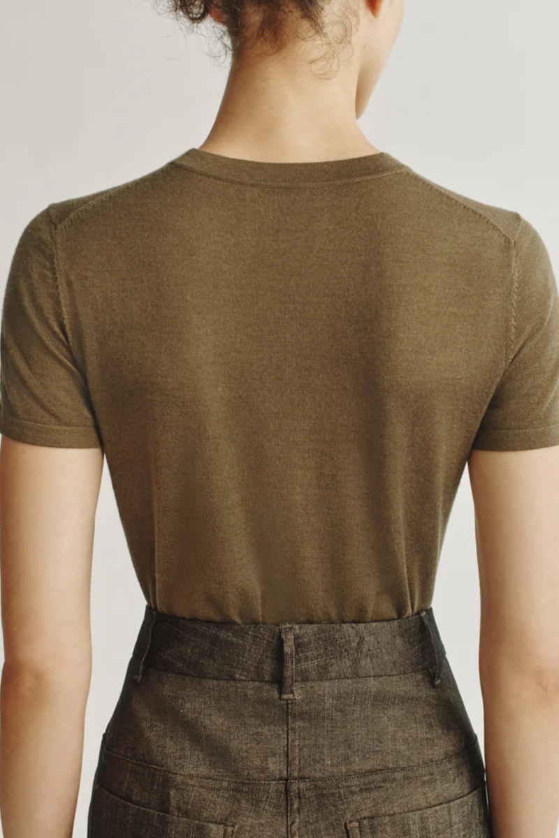 The Cashmere Silk T-Shirt - Army