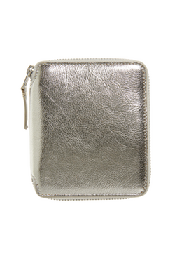Classic Leather Zip Wallet - Silver